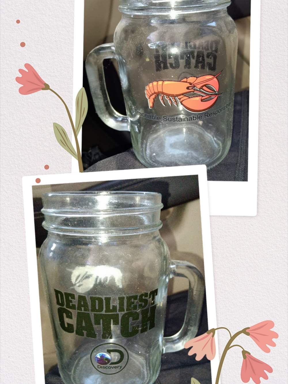 Deadliest Catch Mason Jar Mug with Shrimp Graphic
